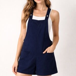 Women’s One Clothing Dark Blue bib romper front pockets size medium overalls